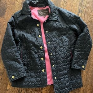 Women’s coach signature quilted jacket with pink lining